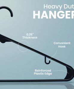 Alternative view of Utopia Home Plastic Hangers 50 Pack – Built-in Strap Hooks Black | Space saving | Durable & strong | Closet organizer | Clothes hangers | Ideal for shirts. pants. skirts & coats