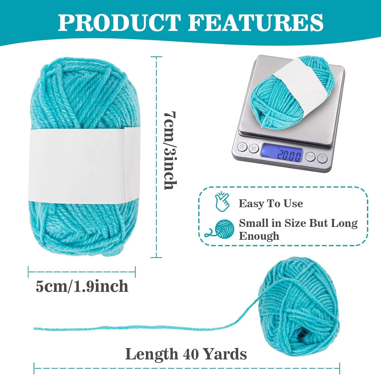 MAQIHAN 15x20g Acrylic Yarn for Crocheting - Soft Knitting Yarn for Crafts | Multicolor Bulk Yarn Skeins for Handicraft. Ideal for Crochet & Knitting Beginners. Adults. Handmade Crafts Essentials - Image 7
