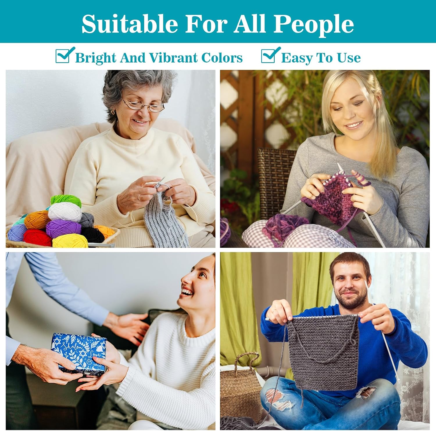 MAQIHAN 15x20g Acrylic Yarn for Crocheting - Soft Knitting Yarn for Crafts | Multicolor Bulk Yarn Skeins for Handicraft. Ideal for Crochet & Knitting Beginners. Adults. Handmade Crafts Essentials - Image 2