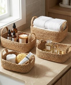 Beautiful Storage Basket Set of 4 - Natural Jute Rope Baskets for Shelves Are Perfect for Organizing Your Home - Quality Storage Bins Easily Fit With Any Nursery or Bedroom Decor