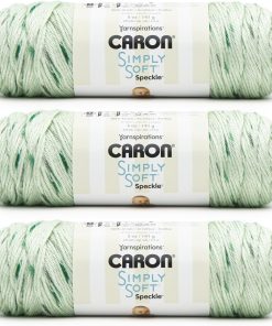 Caron Simply Soft Speckle White Sage Yarn - 3 Pack of 5oz/141g - Acrylic - #4 Worsted (Medium) - 235 Yards - Knitting & Crochet